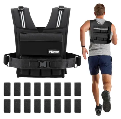 Produktbild von VEVOR Verstellbare Gewichtsweste, 4,7 kg Bequeme X-Form Körpergewichtsweste Set mit 6 Gewichtspacks und reflektierendem Streifen, für Männer Frauen, Trainingsausrüstung für Krafttraining Laufen Joggen