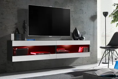Produktbild von Wohnwand, Tivoli SET4, Schwarz/Weiß, Breite 200cm x Höhe 41cm x Tiefe 35cm, LED RGB, für das Wohnzimmer, Schlafzimmer
