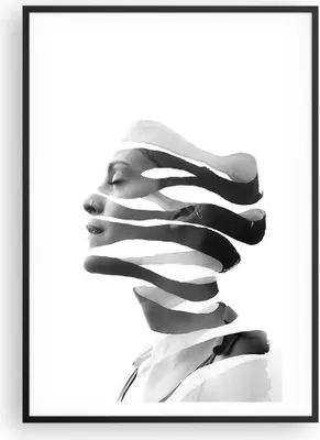 Produktbild von Gerahmtes Poster - Schwarzer Rahmen - Frau Surrealismus Monochrom - 70x100 cm - Wand Bild - Wanddeko - Wandbilder - Kunstposter - Wandposter - Bilderrahmen - Bilder - Kunstdruck - P2BPA70x100-4430