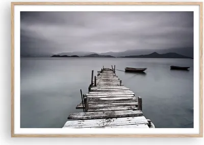 Produktbild von Gerahmtes Poster - Rahmen in heller Eiche - Brücke See - 100x70 cm - Wand Bild - Wanddeko - Wandbilder - Kunstposter - Wandposter - Bilderrahmen - Bilder - Kunstdruck - Wandbild - P2NAA100x70-3547
