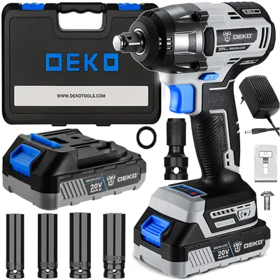 Zdjęcie produktu dla Klucz udarowy DEKO akumulatorowy bezszczotkowy 350Nm 2x2Ah 20V