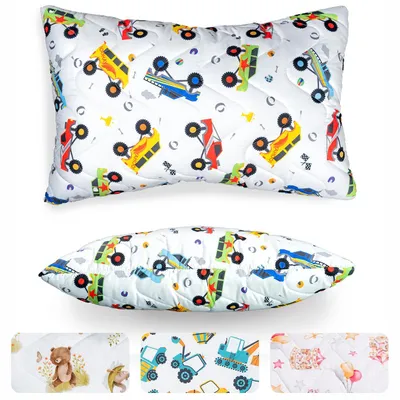 Produktbild von Textom Kinderkissen 40x60 cm antiallergisch verstellbar mit Reißverschluss Motiv Spielzeugautos