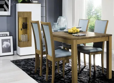 Produktbild von Esszimmer Holzmöbel Vitrine Komplett Esstisch s 4x Stühle Set 6tlg