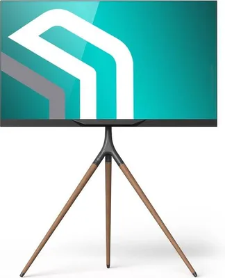 Obrázek produktu pro Uniqoos® Stojan pod televizor, výškově nastavitelný, pro televizory 32–65 palců, nosnost do 35 kg, standard VESA 100x100–400x400, otočný o 360°, materiál: dřevo a ocel, barva: černá