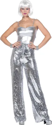 Image de Mirror Ball Disco pantalon argenté Taille : 36