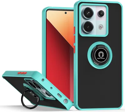 Immagine prodotto di Custodia per Xiaomi Redmi Note 13 Pro 5G opaca traslucida in TPU con supporto ad anello e supporto Blu