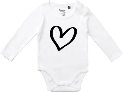 Produktbild von Huuraa Baby Body Herz Heart 74 White  Baumwolle Fairtrade Langarmbody Geschenkidee