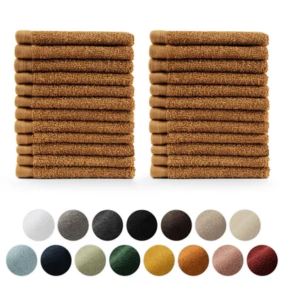 Zdjęcie produktu dla Zestaw ręczników frotte premium Blumtal z pętelkami do zawieszania - certyfikowana bawełna Oeko-TEX, miękka, bardzo chłonna - 24x ręczniki dla gości (30x30 cm), Pumpkin Spice (brązowy)