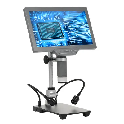 Obrázek produktu pro Digitální mikroskop s 10,1'' obrazovkou IPS TV Digitální mikroskop pro opravy elektroniky Mikroskop s infračerveným dálkovým ovladačem, kabelem USB, základnou a kovovým držákem