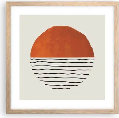 Produktbild von Gerahmtes Poster - Rahmen in heller Eiche - Modern Sonne Meer - 40x40 cm - Wand Bild - Wanddeko - Wandbilder - Kunstposter - Wandposter - Bilderrahmen - Bilder - Kunstdruck - P2NAC40x40-4512