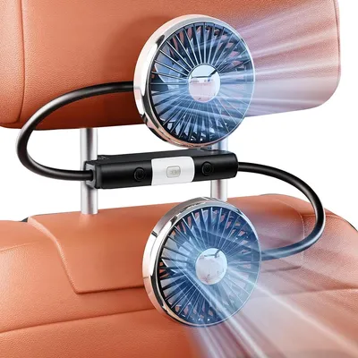 Produktbild von Auto Doppelkopf Ventilator 360° drehbar USB Ventilator mit 3 Geschwindigkeiten LED Licht für Auto Wohnmobil
