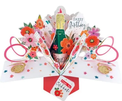 Produktbild von Grußkarte PopUp "Happy Birthday" Champagner