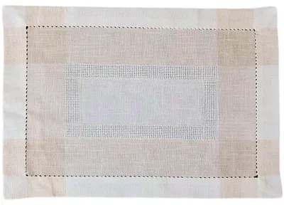 Produktbild von Tischläufer ALMA Leinenoptik mit Hohlsaum Polyester beige 35 x 50 cm
