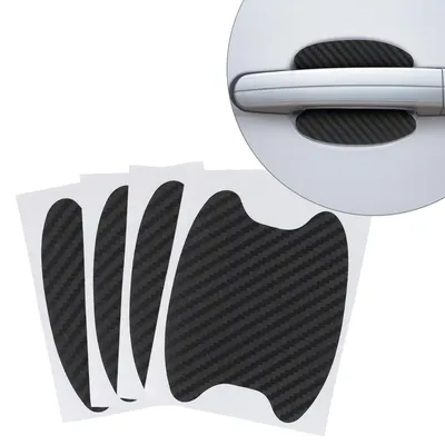 Produktbild von kwmobile 4x Universal Auto Türgriff Lackschutzfolie - selbstklebend - Carbon Schutzfolie Griffmulden Schwarz - 6,8 x 8,5 cm