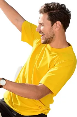 Zdjęcie produktu dla Bawełniana koszulka uni , 100% bawełny, bez nadruku, jednolity kolor, 160 g/m2, kolor żółty, rozmiar L
