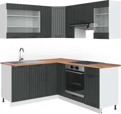 Produktbild von Eckküche Vicco Fame-Line Anthrazit Landhaus/Weiß 190 x 60 cm , AP Eiche, Model 42774