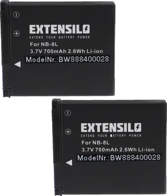 Produktbild von EXTENSILO 2x Akku kompatibel mit Canon PowerShot A3100 IS, A3150 IS, A3000 IS, A2200, A3100IS, A3000IS, A3200IS Kamera (700 mAh, 3,7 V, Li-Ion)