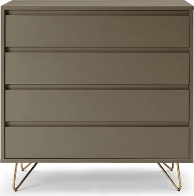 Produktbild von SalesFever Kommode breit | 4 Schubladen ausziehbar | Beine Metall mit Messinglegierung | B 90 x T 40 x H 90 cm | grau