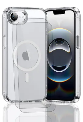 Image de Coque antichoc magsafe compatible iPhone 16e / 17e Transparente + 2 protections écran - EVETANE