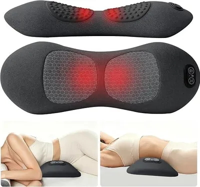 Produktbild von 3 In 1 Rückenmassagegerät, Nackenmassagegerät mit Wärme, Vibration, Lendenwirbelstütz, Nackenmassagegerät Elektrisch Entspannungskissen zur Linderung von Schulter, Nacken und Taille