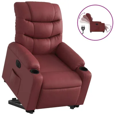 Produktbild von vidaXL Relaxsessel mit Aufstehhilfe Elektrisch Weinrot Kunstleder