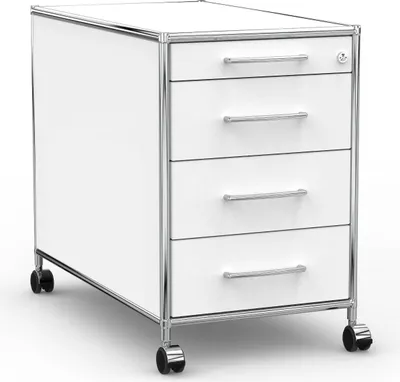 Produktbild von VERSEE Rollcontainer 80 cm mit 4 Schubladen – Holz Weiß – Aktenschrank auf Rollen
