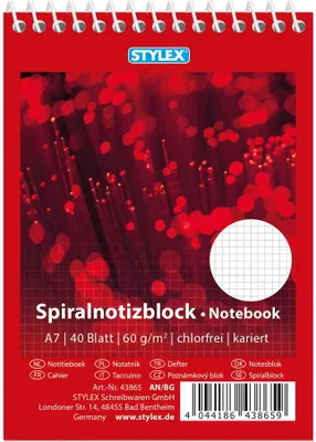 Produktbild von 10x Spiral-Notizblock / Schreibblock / DIN A7 / kariert