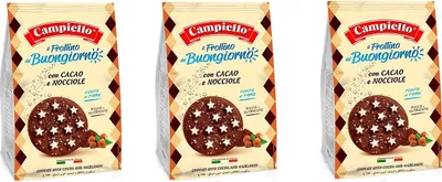 Produktbild von 3x Campiello Biscotti del Buongiorno Frollini con cacao e nocciole Shortbread mit Kakao und Haselnüssen 700g biscuits cookies 100% Italienische Kekse