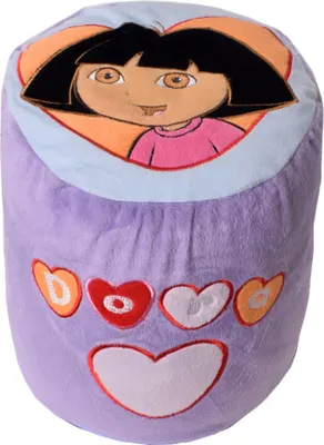 Produktbild von TE-Trend Plüsch Kindermöbel aufblasbarer Hocker Sessel Dora Kinderhocker Kindersessel lila Motiv Herz