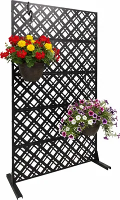 Immagine prodotto di Paravento Relaxdays, motivo a rombi Diamond, giardino, balcone e piscina, paravento da esterno, A x L: 183 x 110 cm, metallo, nero