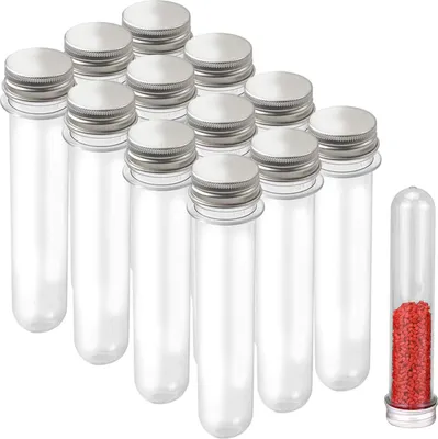 Produktbild von Trankielo - 12 Stück Kunststoff-Reagenzgläser mit Schraubverschluss 30ml - Geeignet für Blumen, Hydrokultur und Kräuter - Reagenzgläser für Süßigkeiten und Gewürze