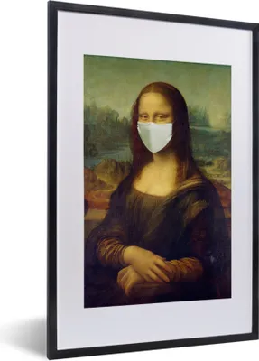 Produktbild von MuchoWow® MuchoWow® Gerahmtes Poster Mona Lisa - Leonardo da Vinci - Mundharmonika 40x60 cm - Poster mit zchwarzem Bilderrahmen - Poster in Rahmen