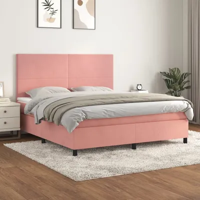 Produktbild von vidaXL Boxspringbett mit Matratze Rosa 160x200 cm Samt - Boxspringbett - Boxspringbetten - Bett - Schlafzimmermöbel