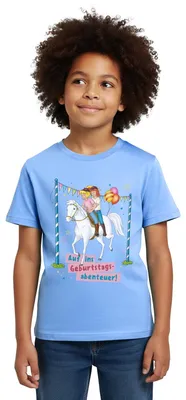 Produktbild von Spreadshirt Bibi & Tina Geburtstagsabenteuer Geburtstag Kinder T-Shirt, 110/116 (5-6 Jahre), Himmelblau