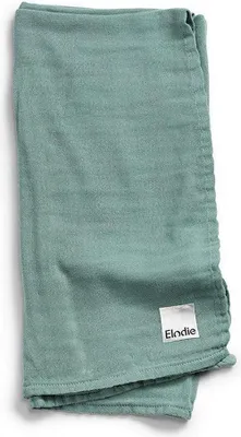 Produktbild von Elodie Details Bambus Musselin Decke - Mineral Green 80 x 80 cm - Material: 50% Bambus - 50% Baumwolle - waschbar bei 30°C - Babydecke