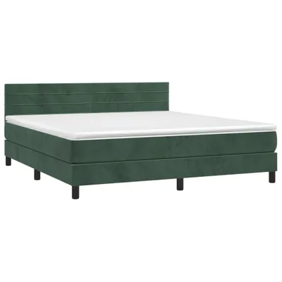 Image de vidaXL Lit boxspring avec matelas vert foncé 180x200 cm velours