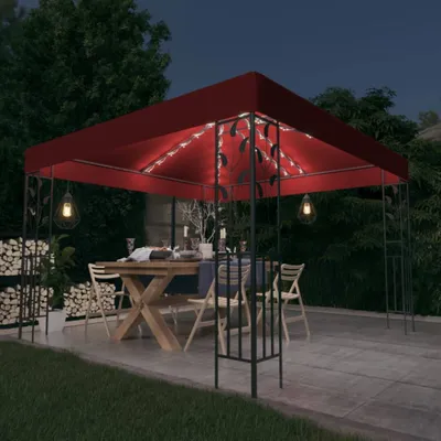 Produktbild von The Living Store Pavillon mit LED-Lichterkette 3x3 m Weinrot