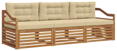 Imagen del producto de vidaXL Juego de 3 sofás de exterior, color natural y beige