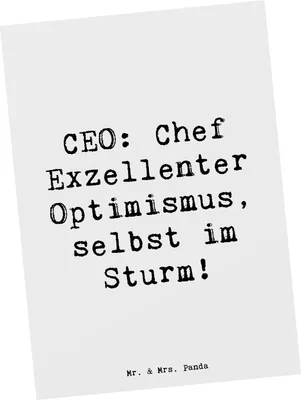 Produktbild von Mr. & Mrs. Panda Postkarte Spruch CEO Optimismus - Weiß - Geschenk, Unternehmensführung, Ansichtskarte, Herausforderungen, Fotokarte, Geschäftsstrategie, Postkarten