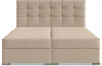 Produktbild von Boxspringbett 140x200 mit 2 Bettkästen, Kontinentales Bett mit Bonell Matratze, Polsterbett, Doppelbett mit Kopfteil, Geflecht Beige, ELDA 140 x 200