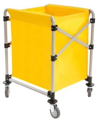 Zdjęcie produktu dla Wózek na pranie – składany kosz na pranie na kółkach z tkaniny Oxford – wymiary 60×50×81 cm – nośność 100 kg – kolor żółty