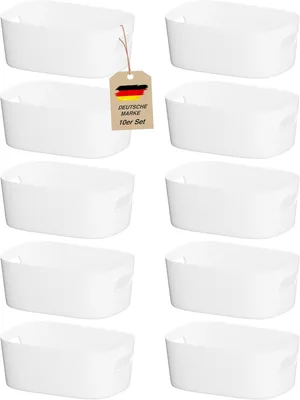 Obrázok produktu pre Sada úložných boxov, 10 kusov, 25 cm, biela, multifunkčná pre organizáciu