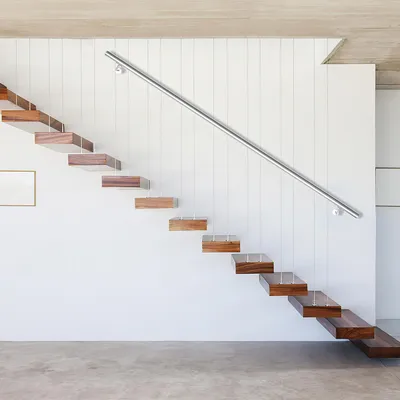 Productafbeelding van Vigevee RVS leuning, 180 cm, Ø42 mm, roestvrij staal 304, trapleuning voor wandmontage, geborsteld, geschikt voor trappen, balkons, terrassen, binnen- en buiten gebruik