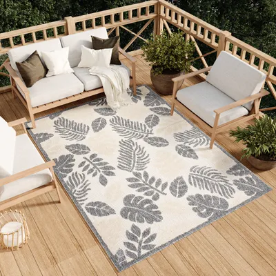 Immagine prodotto di Tappeto Soggiorno esterno interno Camera da letto Design moderno Terrazza Balcone Crema Grigio 160 x 220 cm