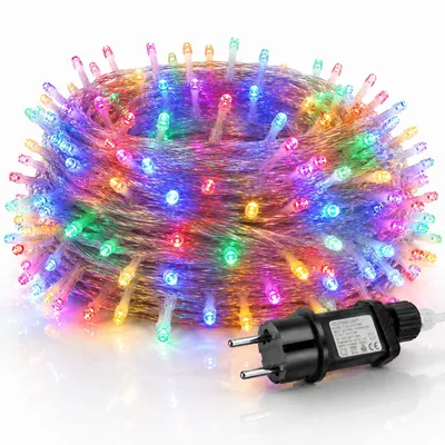 Image de 30M 300LEDs 8 modes Chaîne d'éclairage courant, minuterie, fonction mémoire, Chaîne d'éclairage LED Noël fête Décoration lumière arbre de Noël éclairage jardin, multicolore