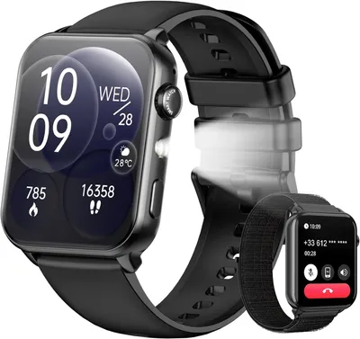 Smartwatch 1,91"HD Touch Fitnessuhr mit Taschenlampe & Bluetooth-Anrufe,100+Sportmodi Fitness Tracker mit Puls-SpO2-Schlaf-monitor, IP68 Wasserdicht
