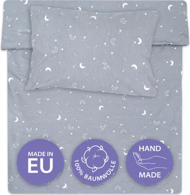 Produktbild von Bettwäsche 90x120 Kinder Baumwolle – Kinderbettwäsche Baby Jungen Mädchen Bettwäsche-Sets Bettbezug 90 x 120 cm Kissenbezug 40x60 Monde