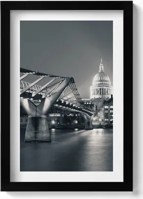 Produktbild von Schwarz-weiße Stadtlandschaft– Wandbild mit Rahmen – Gerahmtes Bild  – Wanddekoration – 20x30 cm – Schwarz