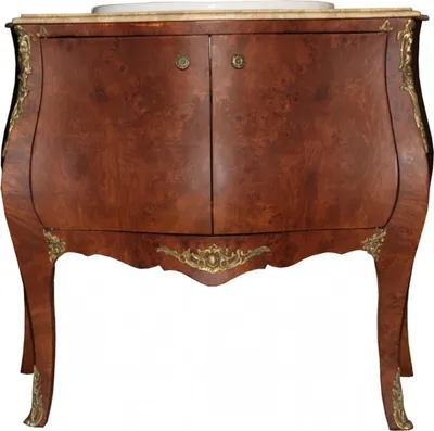 Produktbild von Casa Padrino Barock Waschtisch Braun mit cremfarbiger Marmorplatte - Barock Badezimmermöbel