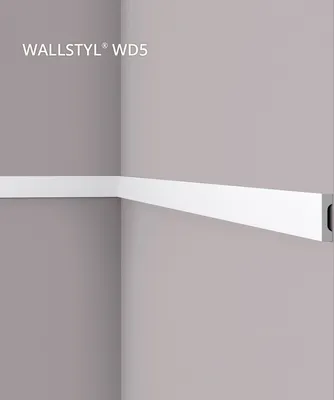 Produktbild von Zierleiste WALLSTYL WD5 10 x 38 x 2000 mm Wandleiste Polystyrol Weiß Einfache Montage Hochwertige Wandgestaltung 2 Meter NOËL & MARQUET
